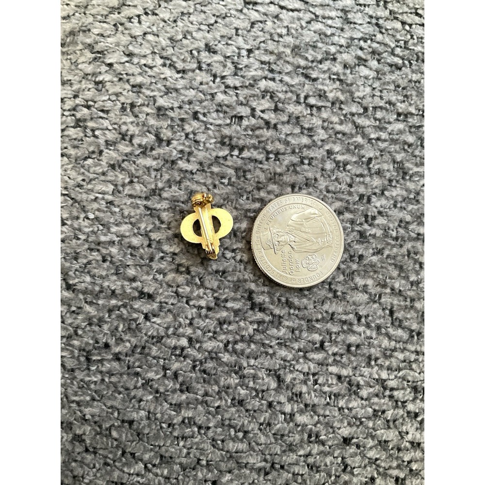 Beta Sigma Phi Sorority Pin Gold Tone Faux Seed Pearl Torch Pinback - Picture 4 of 4